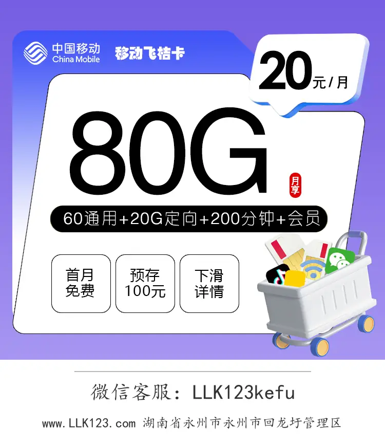 湖南省永州市永州市回龙圩管理区移动飞桔卡(20元80G+200分钟+会员)-图1 https://img.llk123.com/ka-upload/2188/202601054311732188.webp